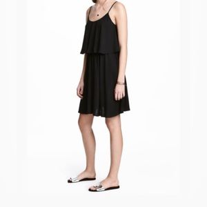H&M Spaghetti-Strap Jersey Dress in Black, Size Medium